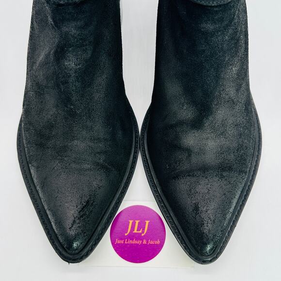 Helmut Lang Women's Black Oiled Leather Block Heel Ankle Booties Size 38 EU/8 US - Picture 4 of 13